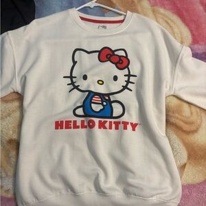 Hello Kitty White Sweatshirt with Red and Blue Accents